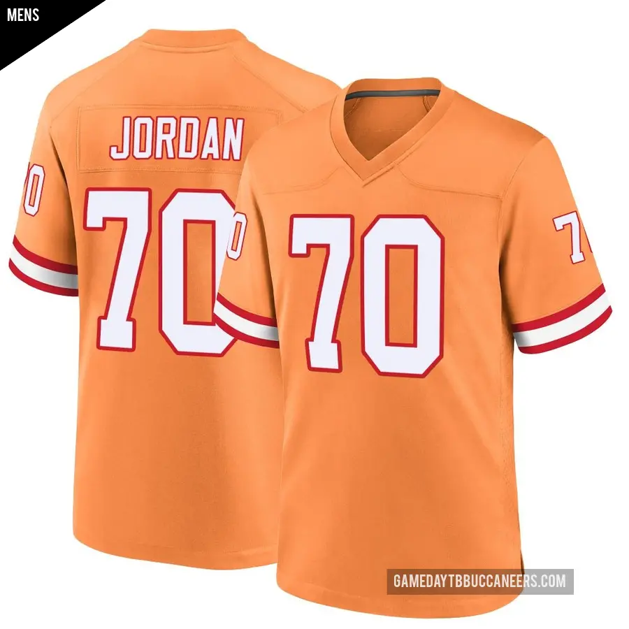 Men's Tampa Bay Buccaneers ＃70 Michael Jordan Orange Game Throwback Jersey