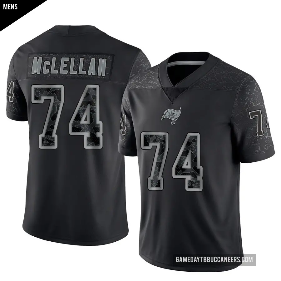 Men's Tampa Bay Buccaneers ＃74 Tyler McLellan Black Limited Reflective Jersey