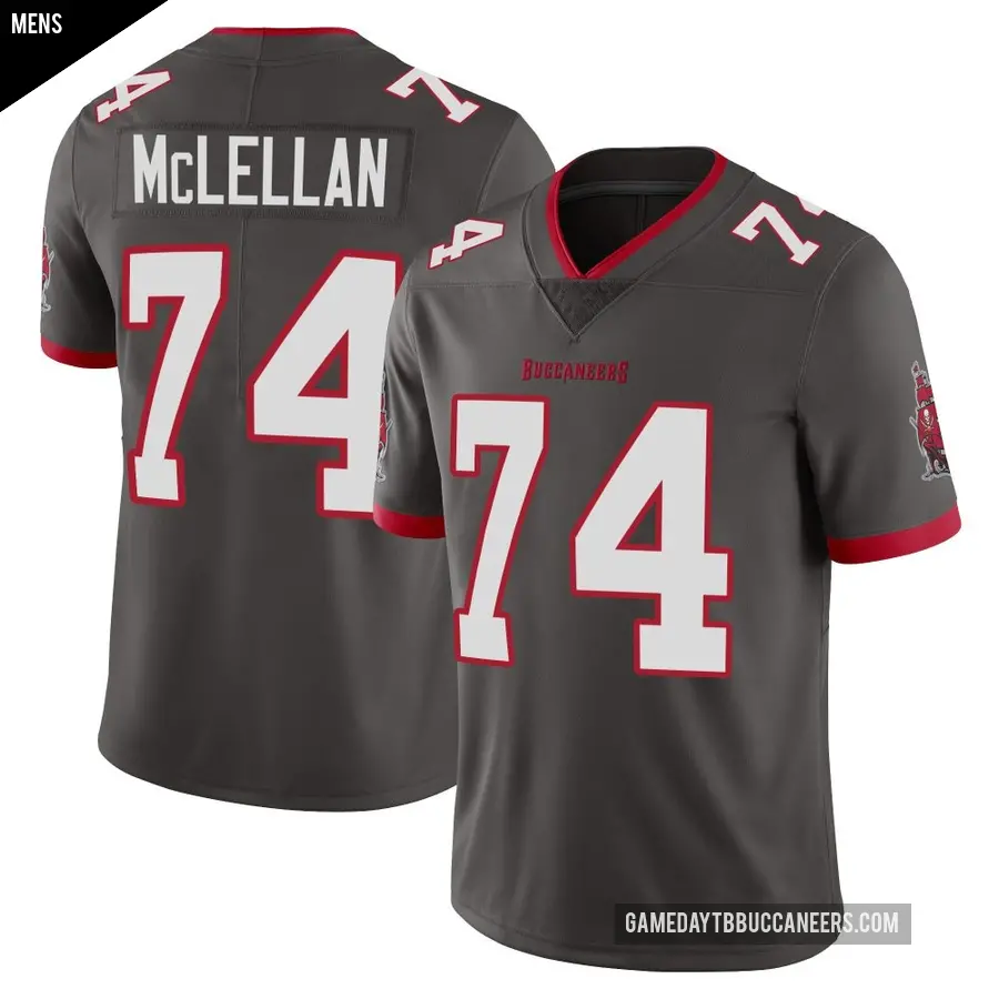 Men's Tampa Bay Buccaneers ＃74 Tyler McLellan Limited Pewter Alternate Vapor Jersey