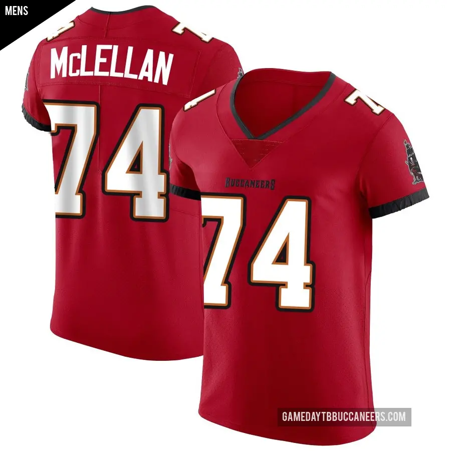 Men's Tampa Bay Buccaneers ＃74 Tyler McLellan Red Elite Vapor Jersey
