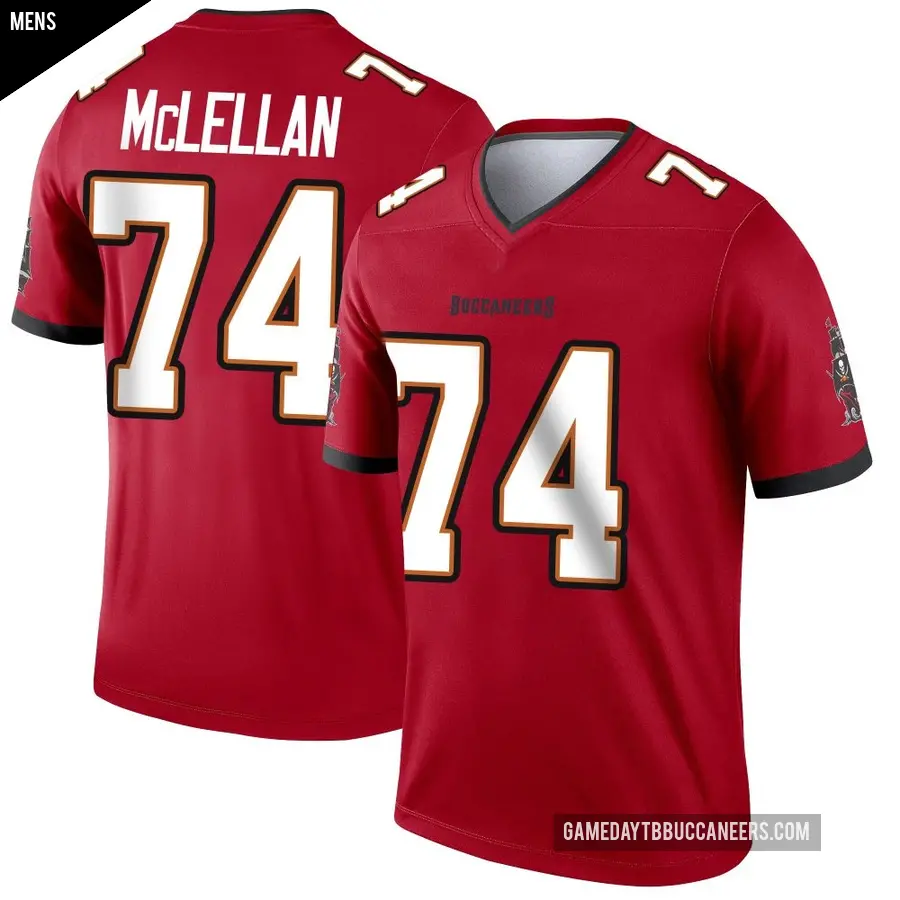 Men's Tampa Bay Buccaneers ＃74 Tyler McLellan Red Legend Jersey