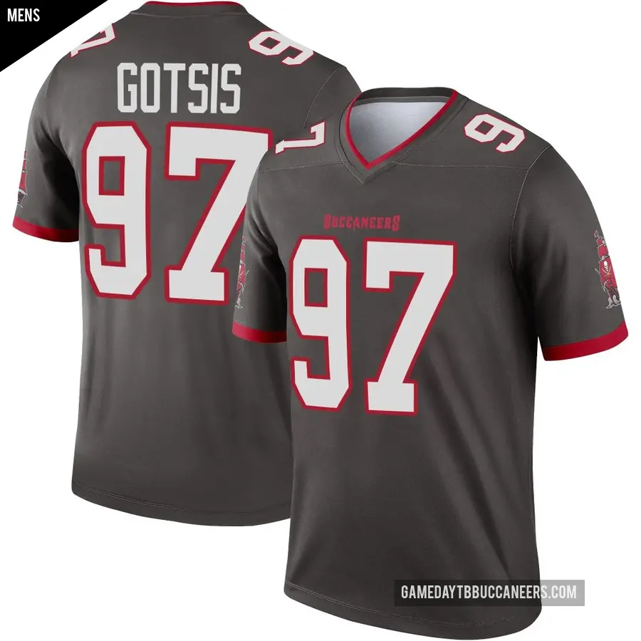 Men's Tampa Bay Buccaneers ＃97 Adam Gotsis Legend Pewter Alternate Jersey