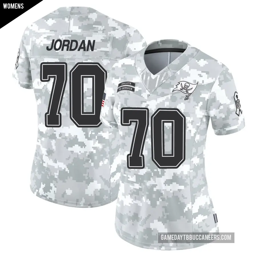 Women's Tampa Bay Buccaneers ＃70 Michael Jordan Arctic Camo Limited 2024 Salute to Service Jersey