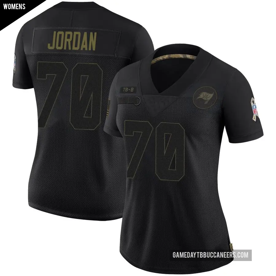 Women's Tampa Bay Buccaneers ＃70 Michael Jordan Black Limited 2020 Salute To Service Jersey