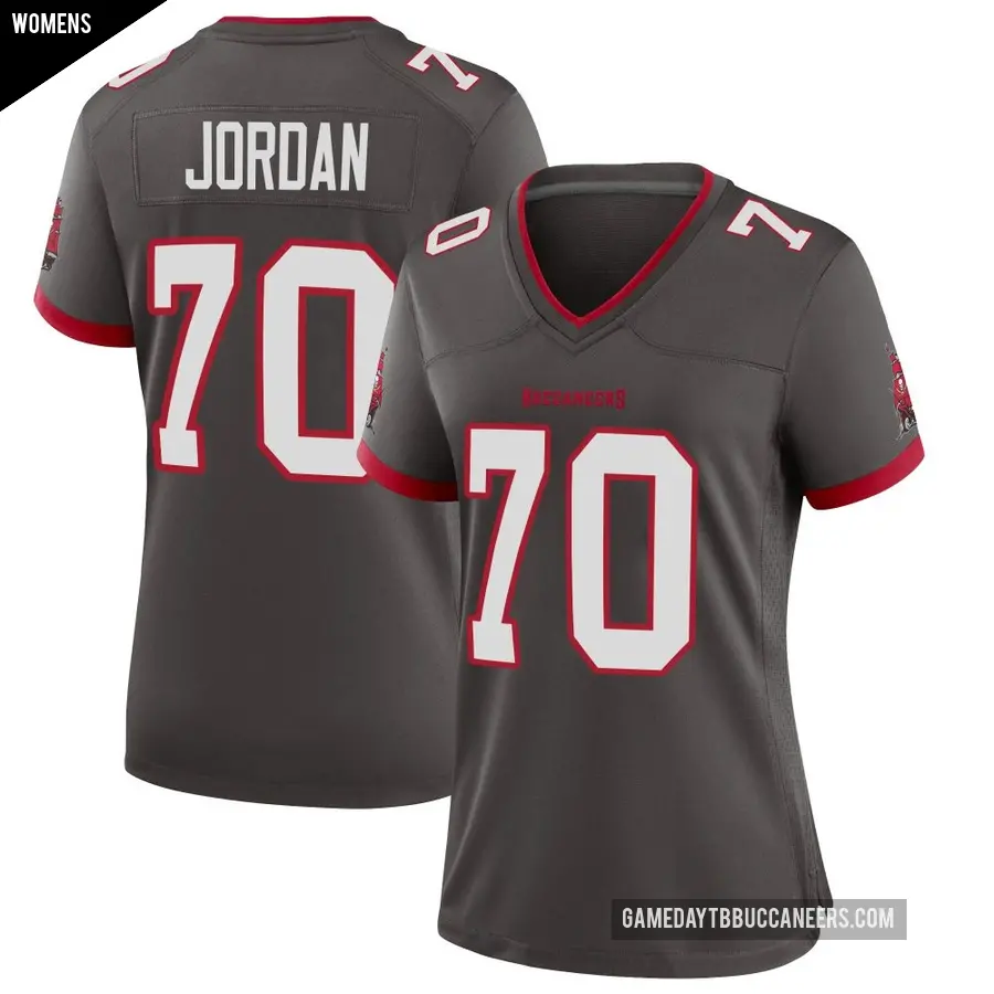 Women's Tampa Bay Buccaneers ＃70 Michael Jordan Game Pewter Alternate Jersey