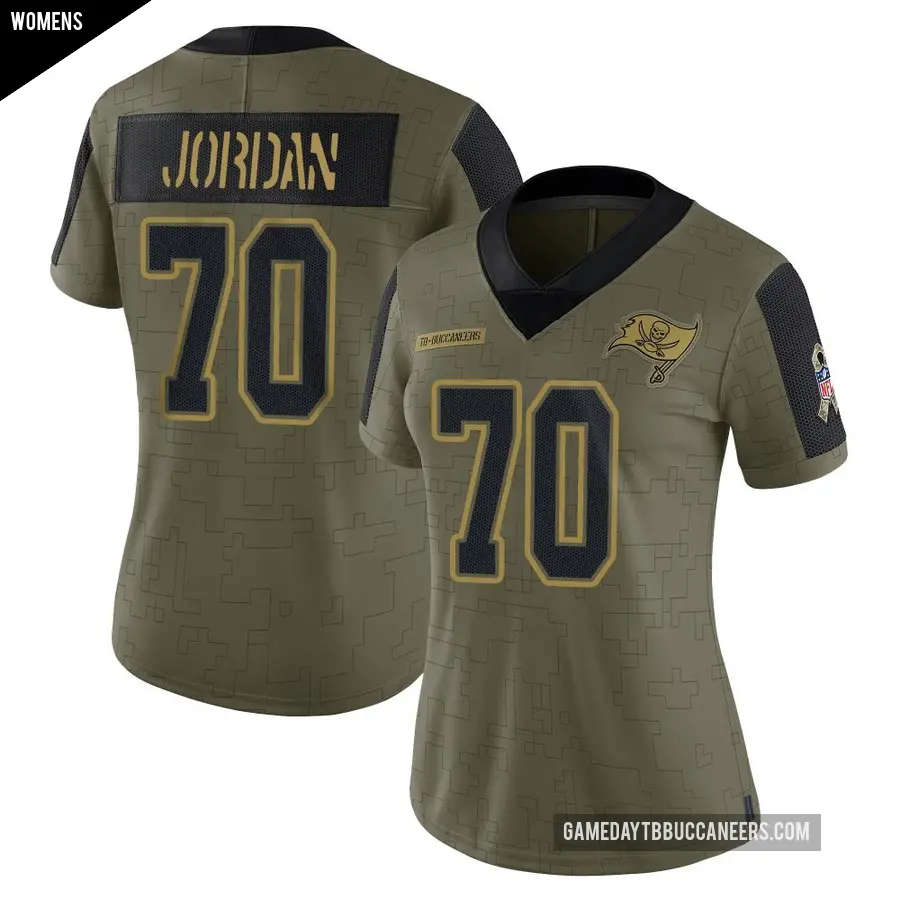 Women's Tampa Bay Buccaneers ＃70 Michael Jordan Olive Limited 2021 Salute To Service Jersey