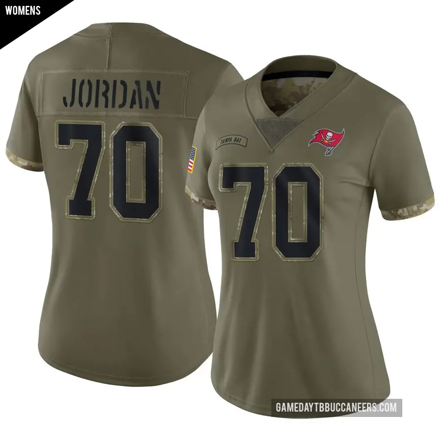 Women's Tampa Bay Buccaneers ＃70 Michael Jordan Olive Limited 2022 Salute To Service Jersey