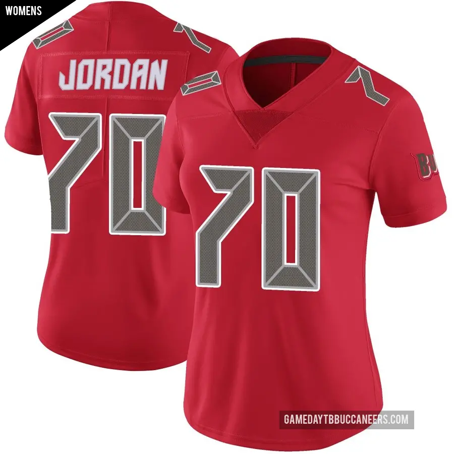 Women's Tampa Bay Buccaneers ＃70 Michael Jordan Red Limited Color Rush Jersey