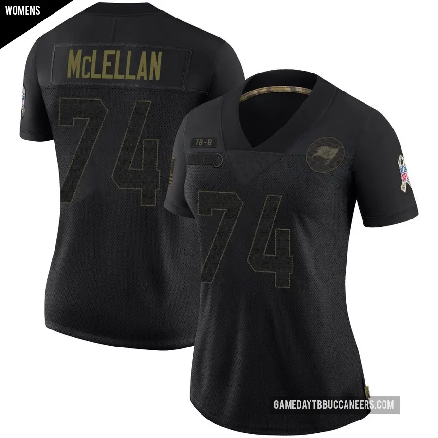Women's Tampa Bay Buccaneers ＃74 Tyler McLellan Black Limited 2020 Salute To Service Jersey