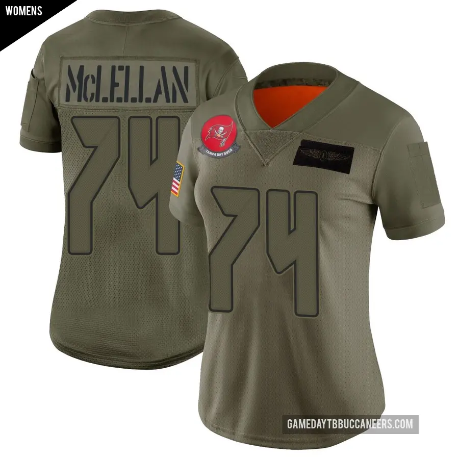 Women's Tampa Bay Buccaneers ＃74 Tyler McLellan Camo Limited 2019 Salute to Service Jersey