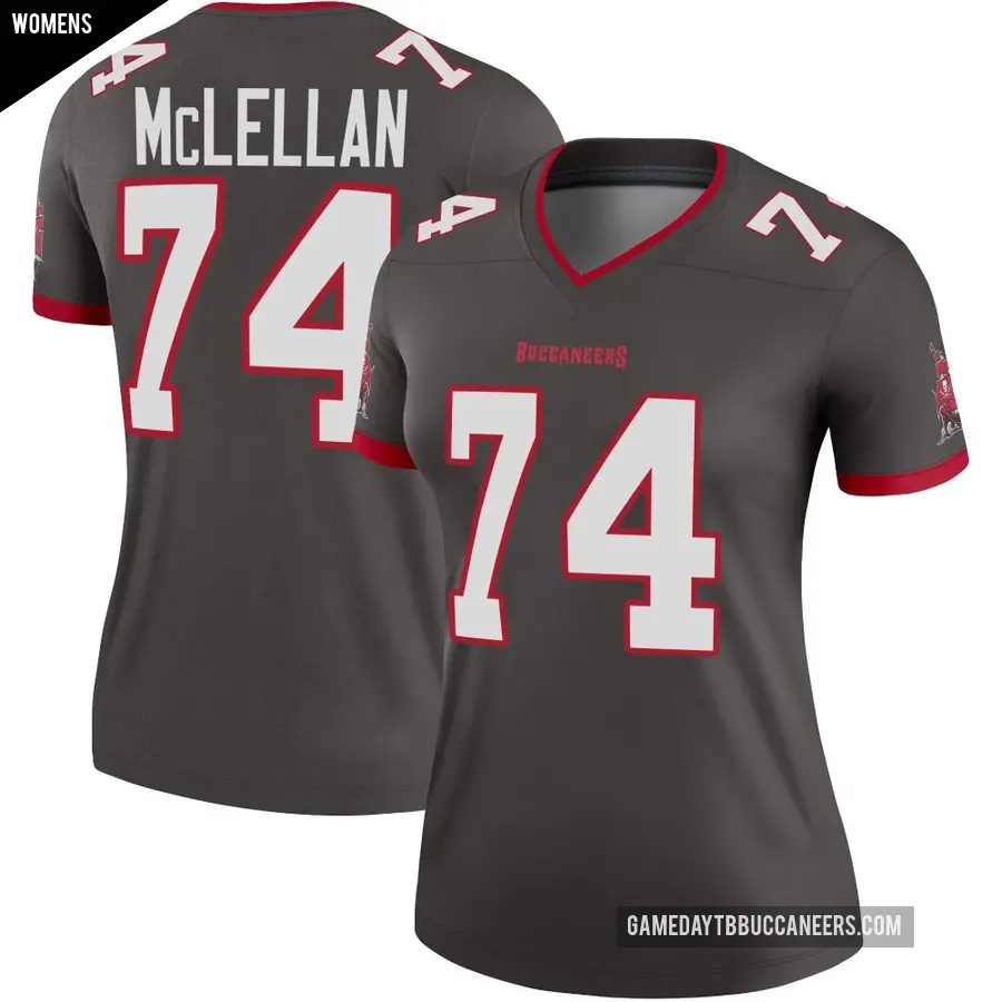 Women's Tampa Bay Buccaneers ＃74 Tyler McLellan Legend Pewter Alternate Jersey