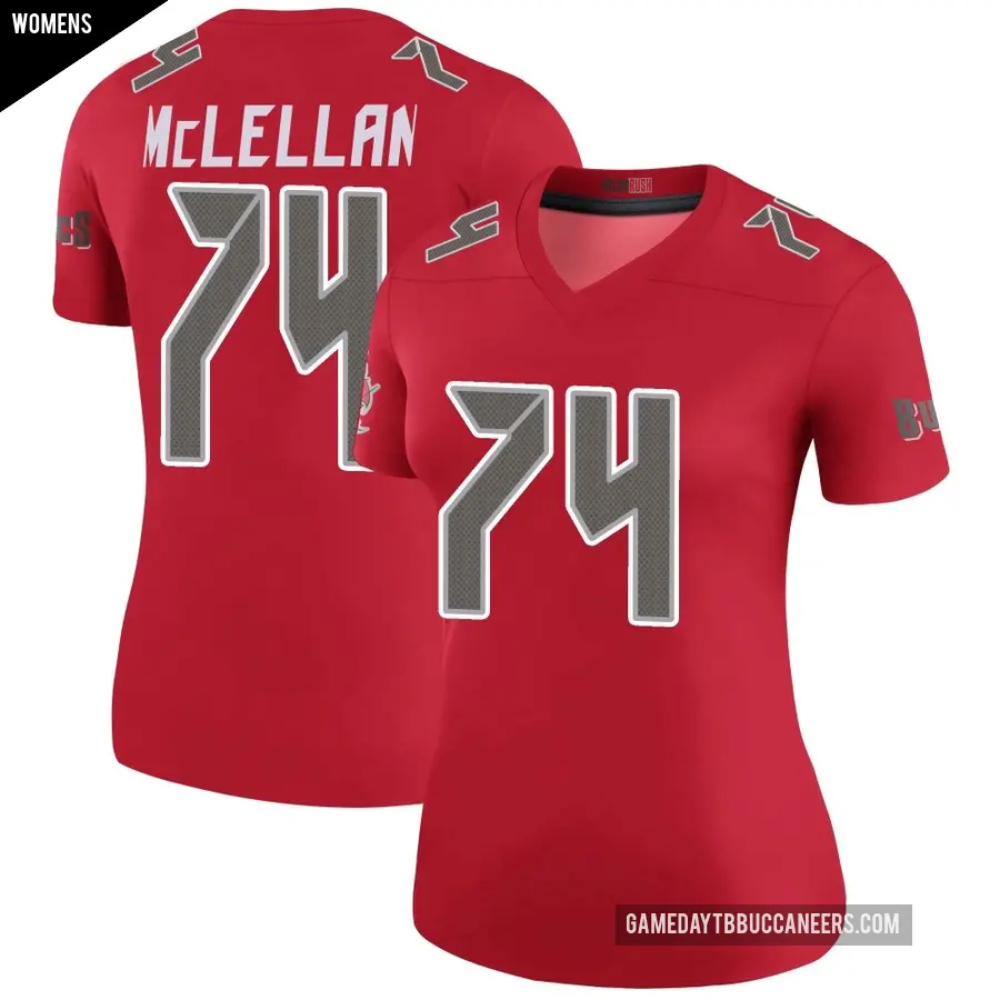 Women's Tampa Bay Buccaneers ＃74 Tyler McLellan Red Legend Color Rush Jersey