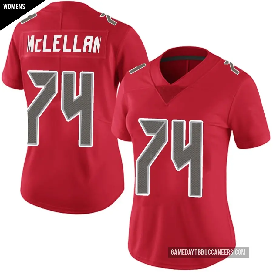 Women's Tampa Bay Buccaneers ＃74 Tyler McLellan Red Limited Team Color Vapor Untouchable Jersey