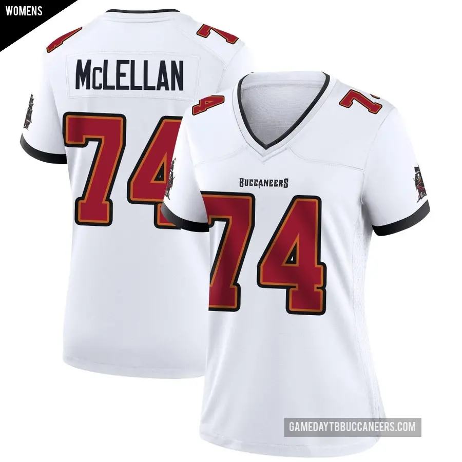 Women's Tampa Bay Buccaneers ＃74 Tyler McLellan White Game Jersey