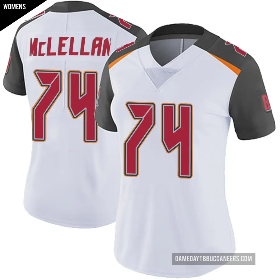 Women's Tampa Bay Buccaneers ＃74 Tyler McLellan White Limited Vapor Untouchable Jersey