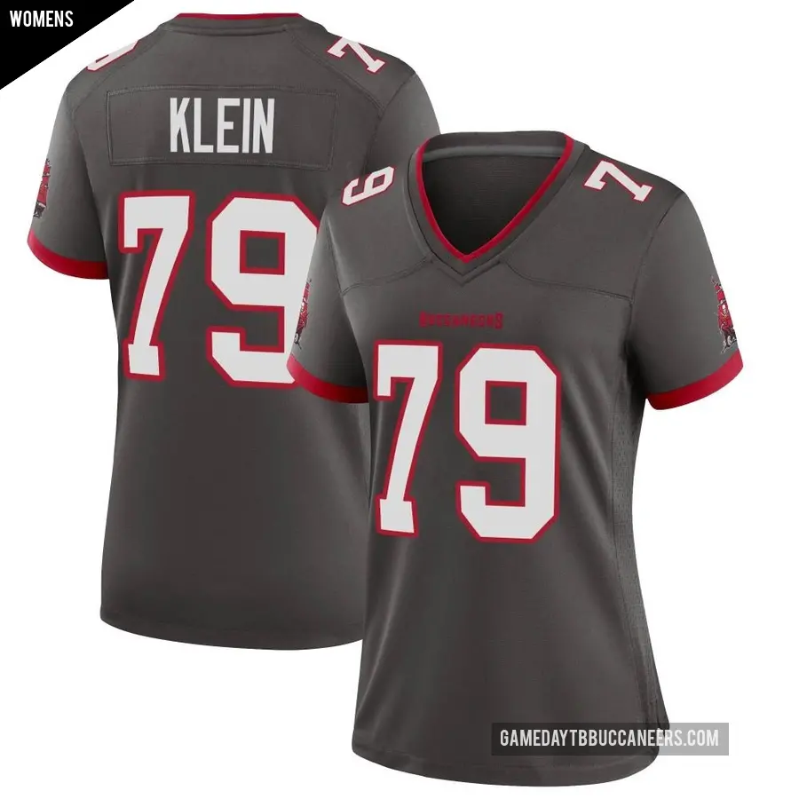 Women's Tampa Bay Buccaneers ＃79 Elijah Klein Game Pewter Alternate Jersey
