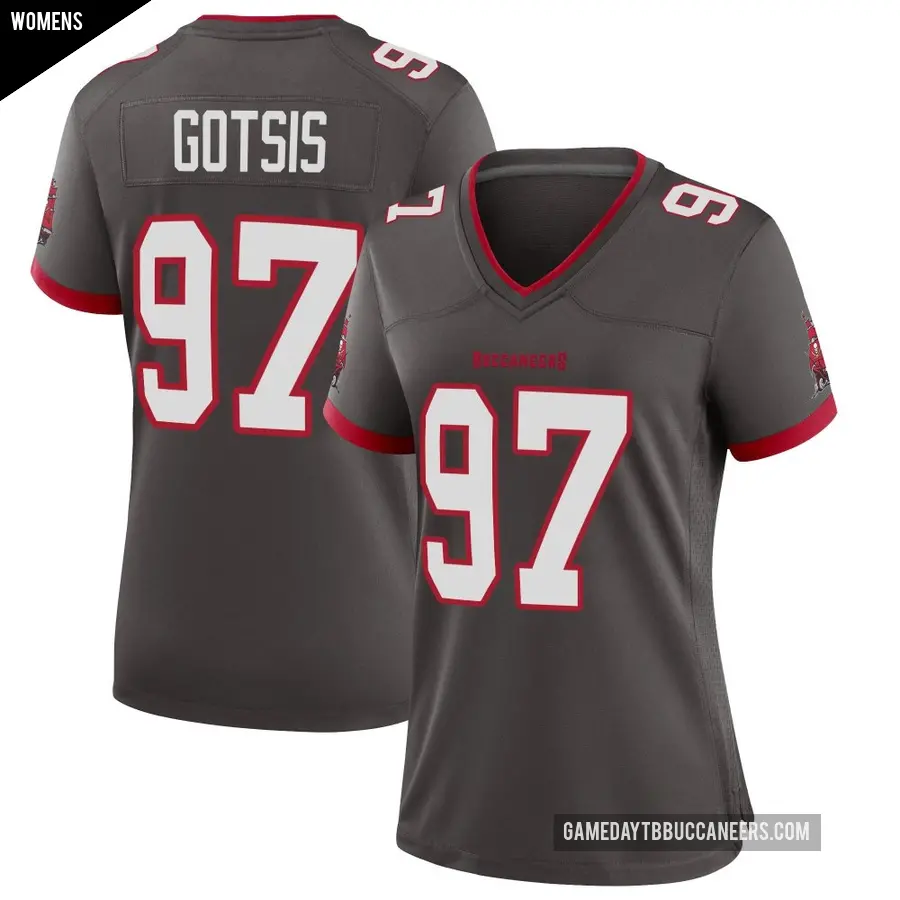 Women's Tampa Bay Buccaneers ＃97 Adam Gotsis Game Pewter Alternate Jersey