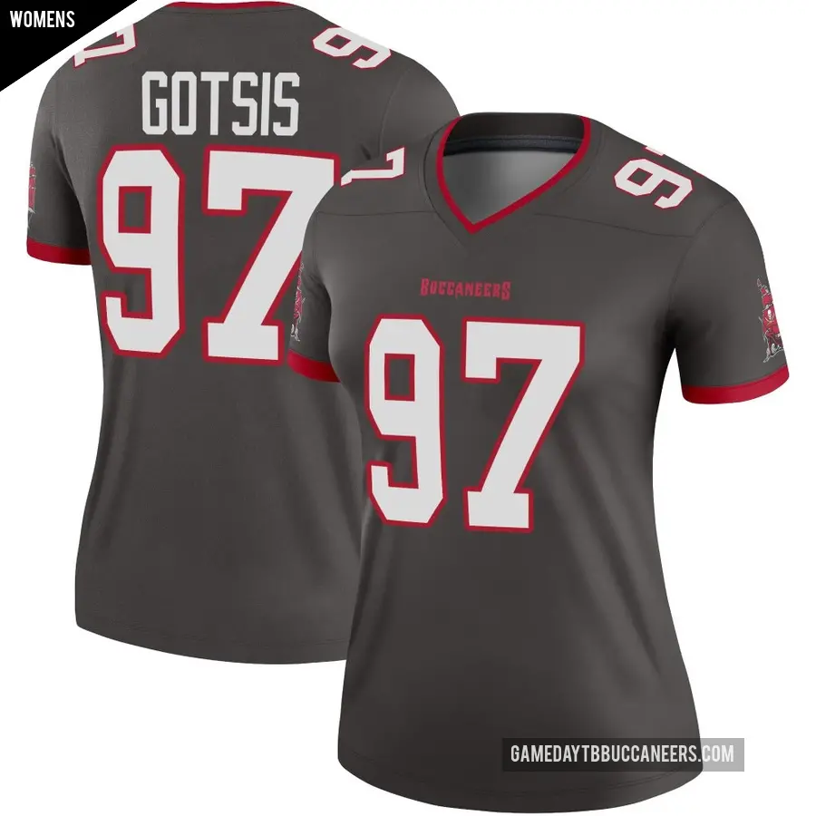 Women's Tampa Bay Buccaneers ＃97 Adam Gotsis Legend Pewter Alternate Jersey