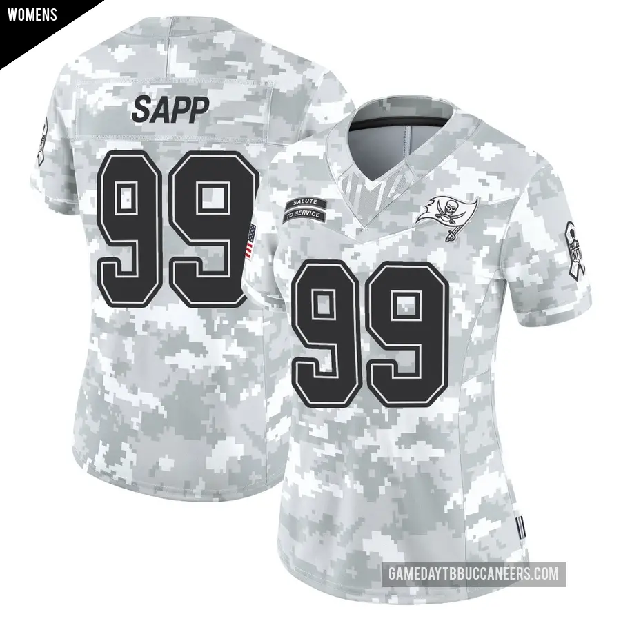 Women's Tampa Bay Buccaneers ＃99 Warren Sapp Arctic Camo Limited 2024 Salute to Service Jersey