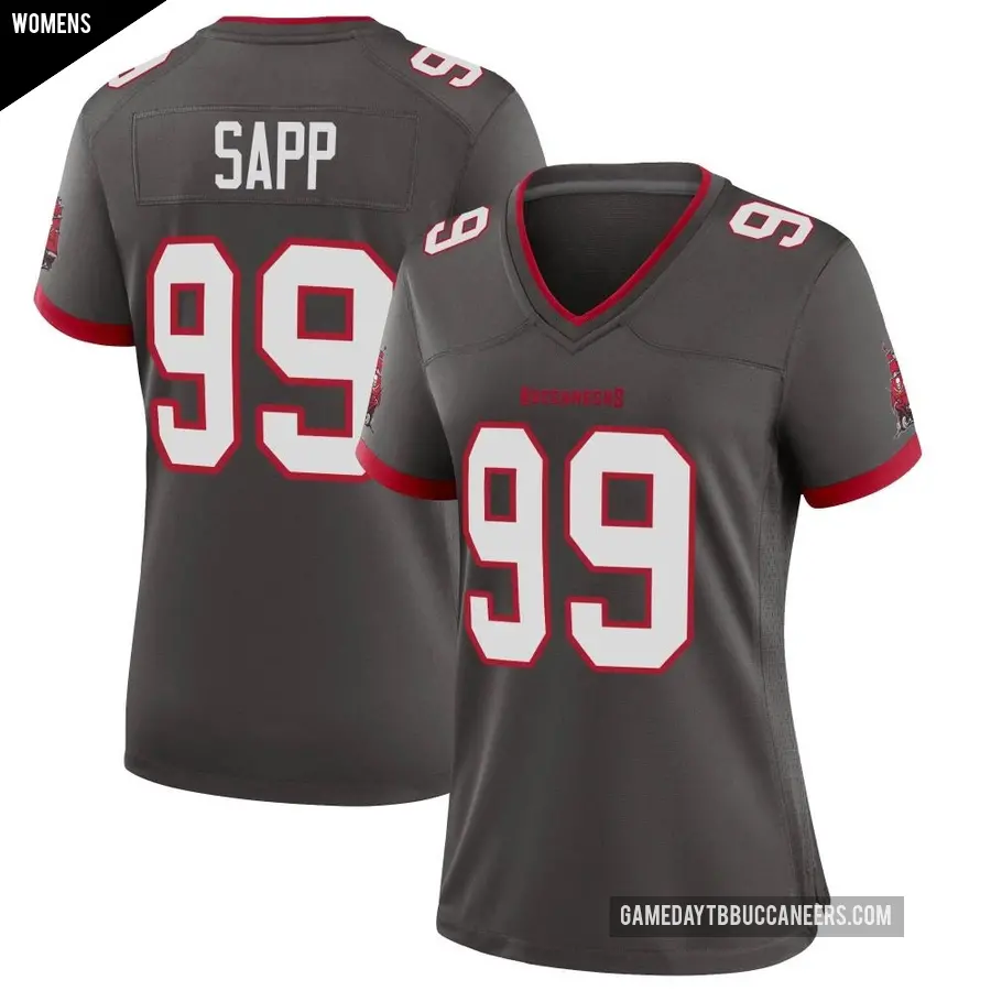 Women's Tampa Bay Buccaneers ＃99 Warren Sapp Game Pewter Alternate Jersey