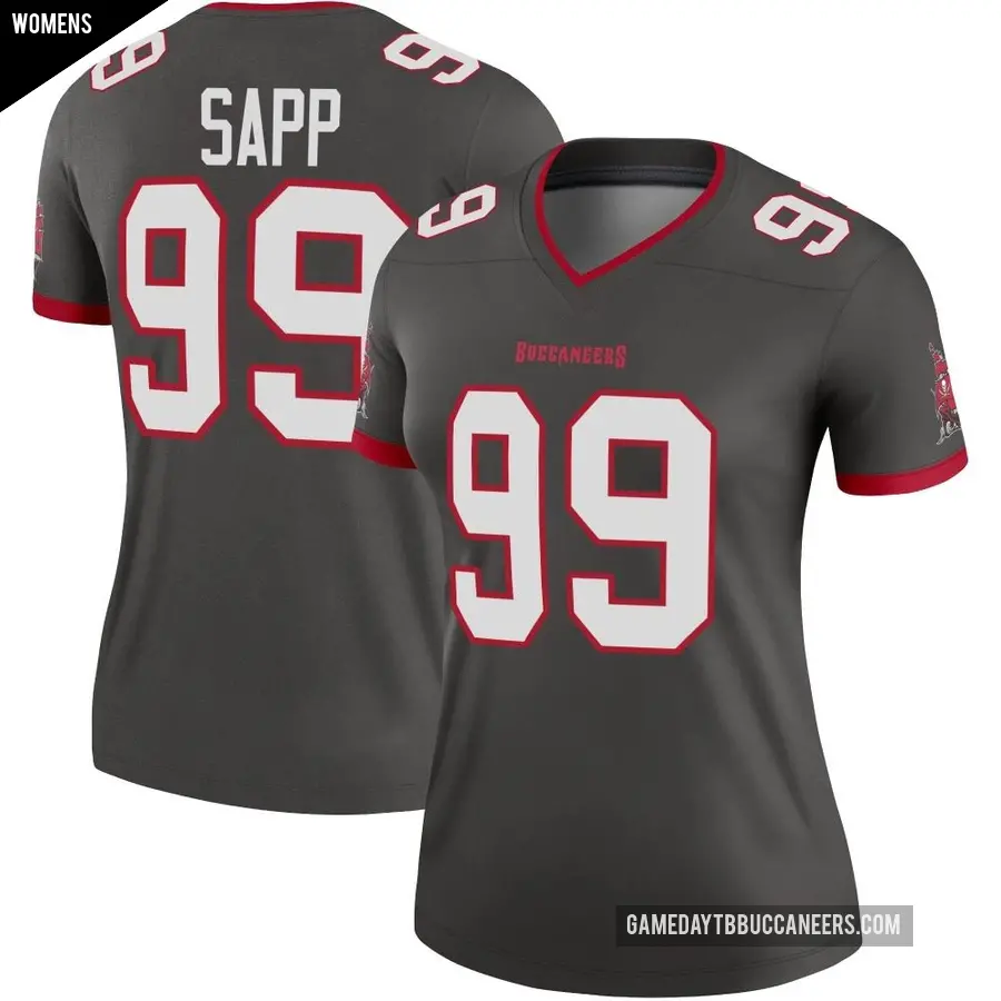 Women's Tampa Bay Buccaneers ＃99 Warren Sapp Legend Pewter Alternate Jersey