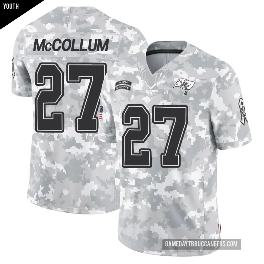 Youth Tampa Bay Buccaneers ＃27 Zyon McCollum Arctic Camo Limited 2024 Salute to Service Jersey