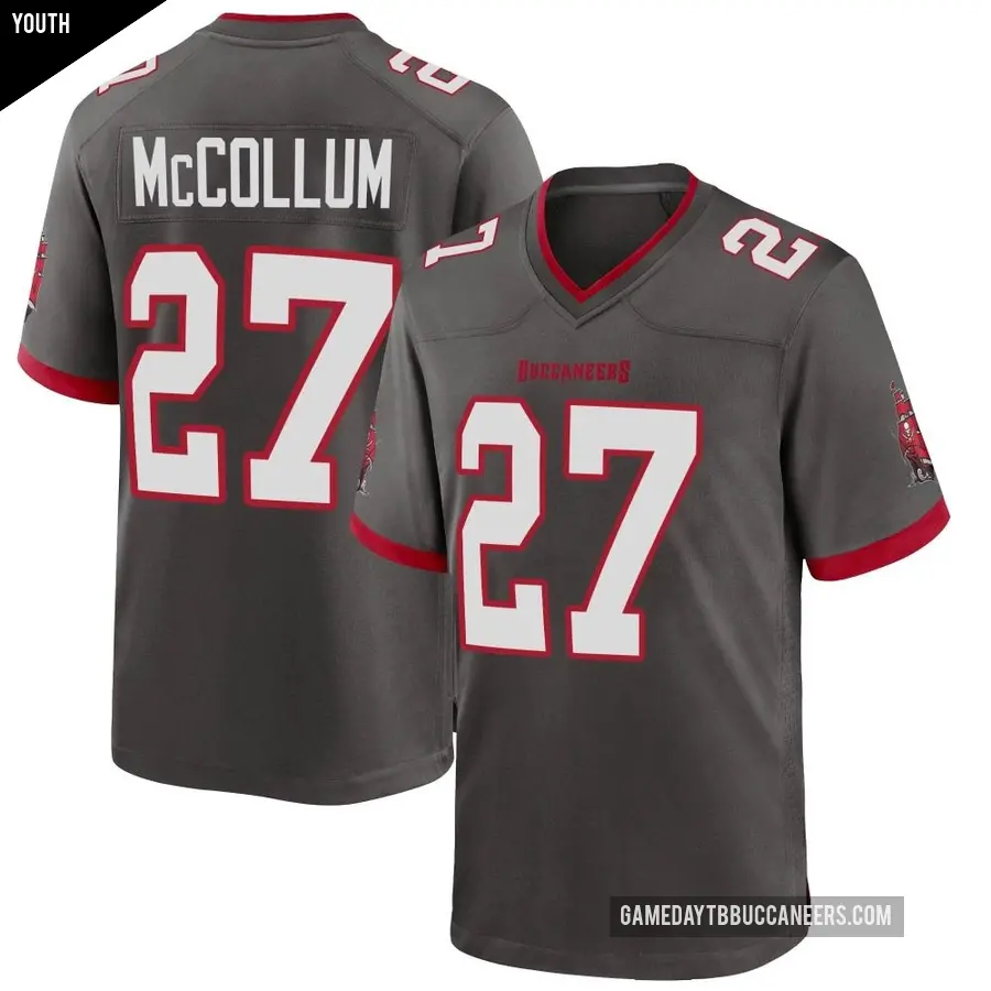Youth Tampa Bay Buccaneers ＃27 Zyon McCollum Game Pewter Alternate Jersey