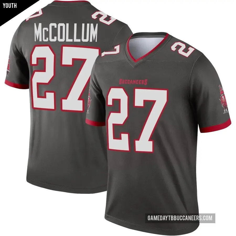 Youth Tampa Bay Buccaneers ＃27 Zyon McCollum Legend Pewter Alternate Jersey