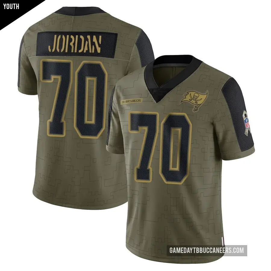 Youth Tampa Bay Buccaneers ＃70 Michael Jordan Olive Limited 2021 Salute To Service Jersey