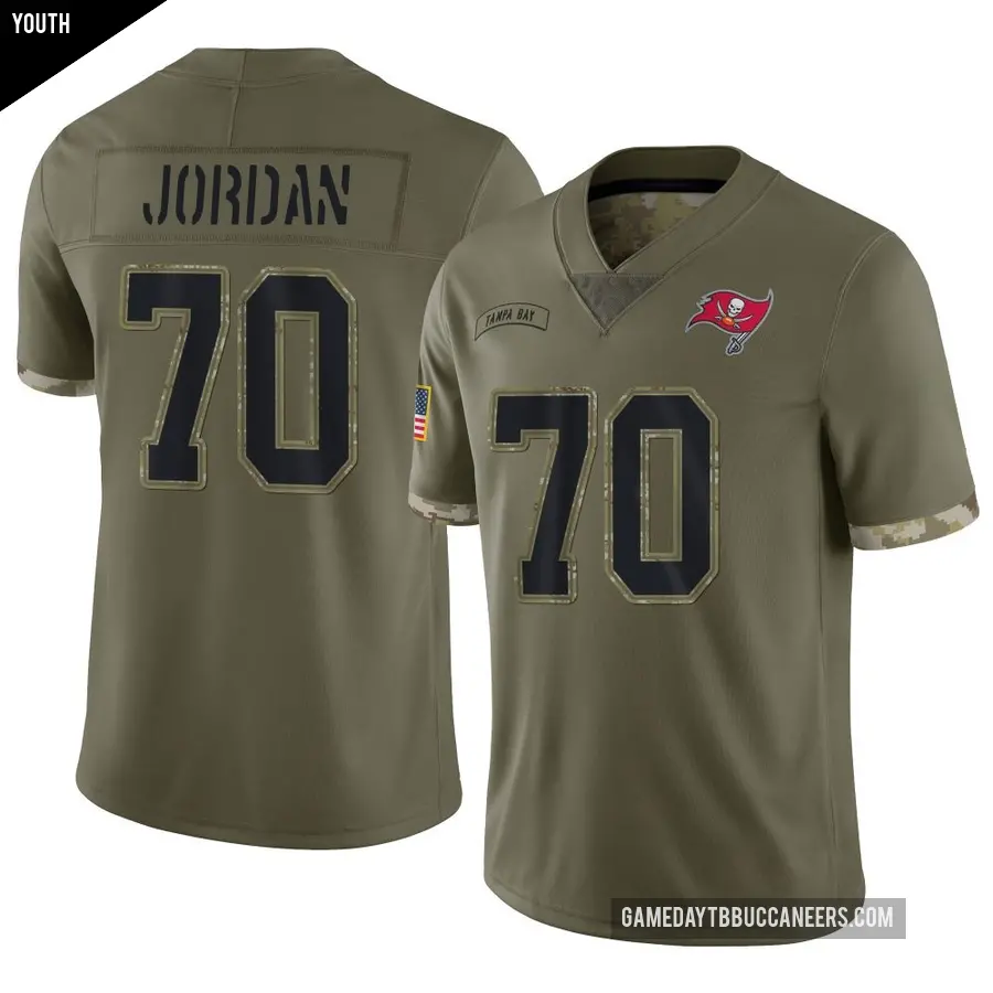 Youth Tampa Bay Buccaneers ＃70 Michael Jordan Olive Limited 2022 Salute To Service Jersey