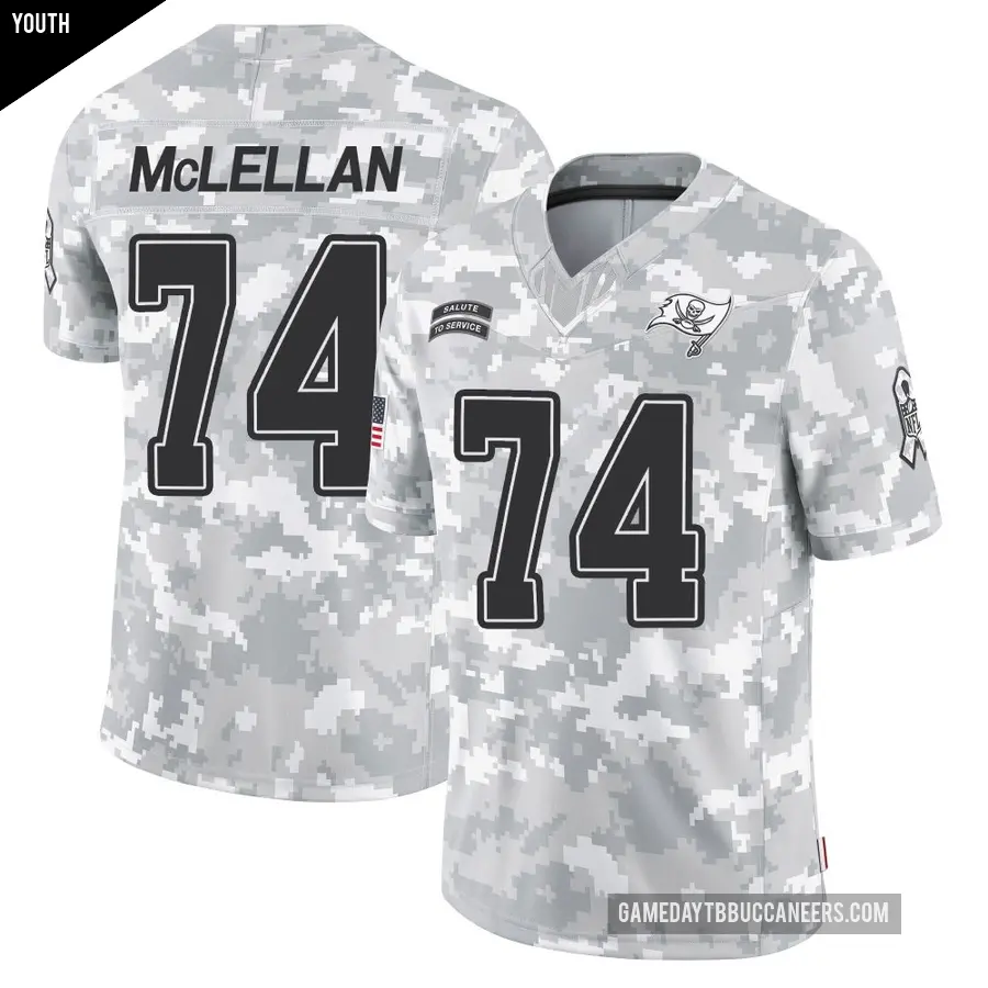 Youth Tampa Bay Buccaneers ＃74 Tyler McLellan Arctic Camo Limited 2024 Salute to Service Jersey