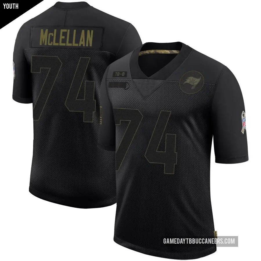 Youth Tampa Bay Buccaneers ＃74 Tyler McLellan Black Limited 2020 Salute To Service Jersey