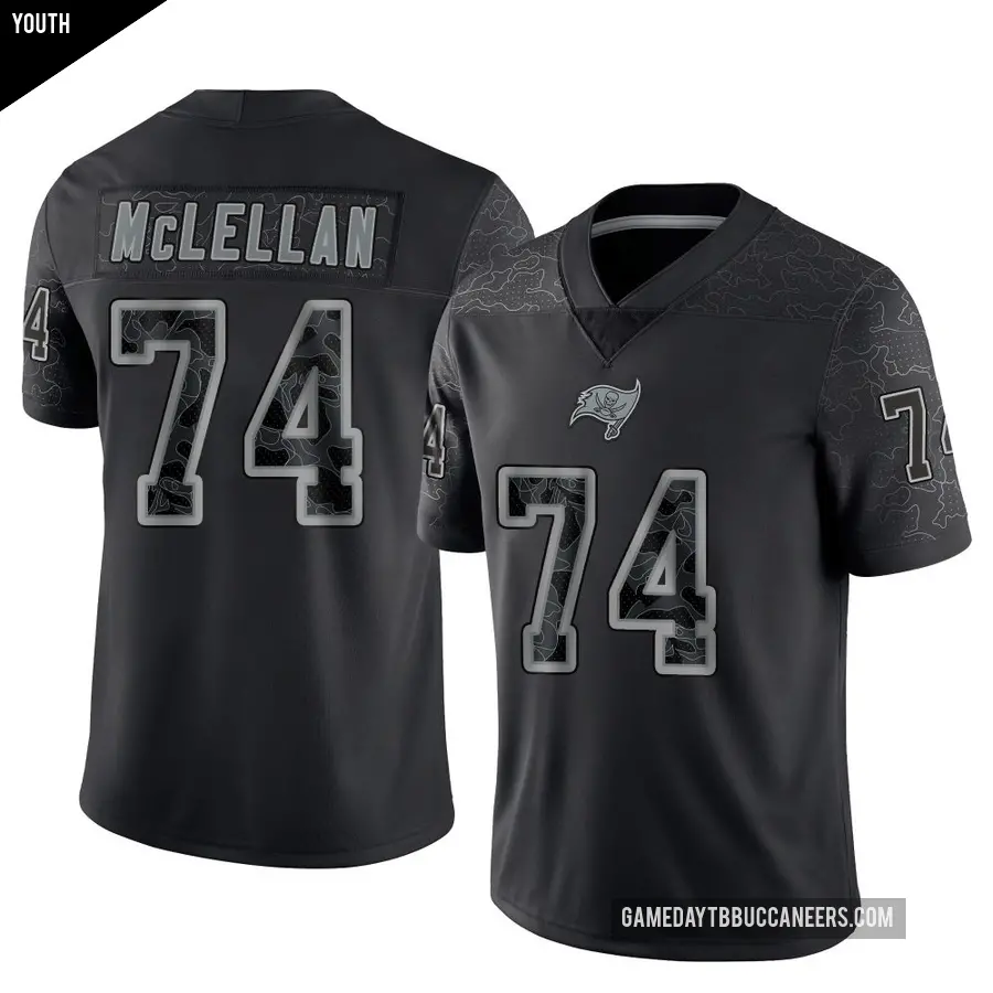 Youth Tampa Bay Buccaneers ＃74 Tyler McLellan Black Limited Reflective Jersey