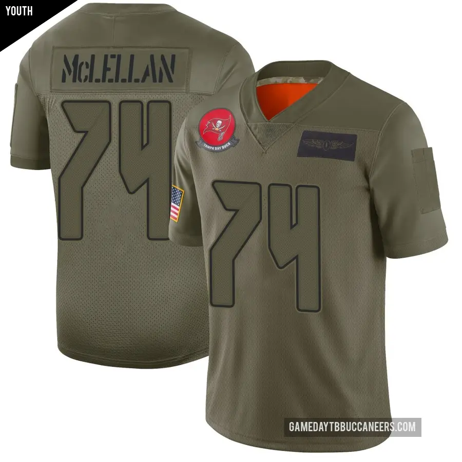 Youth Tampa Bay Buccaneers ＃74 Tyler McLellan Camo Limited 2019 Salute to Service Jersey