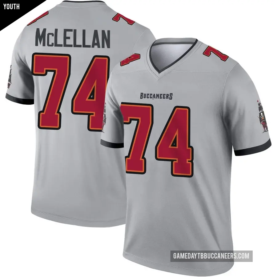 Youth Tampa Bay Buccaneers ＃74 Tyler McLellan Gray Legend Inverted Jersey