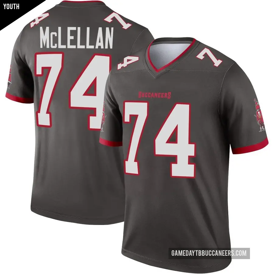 Youth Tampa Bay Buccaneers ＃74 Tyler McLellan Legend Pewter Alternate Jersey
