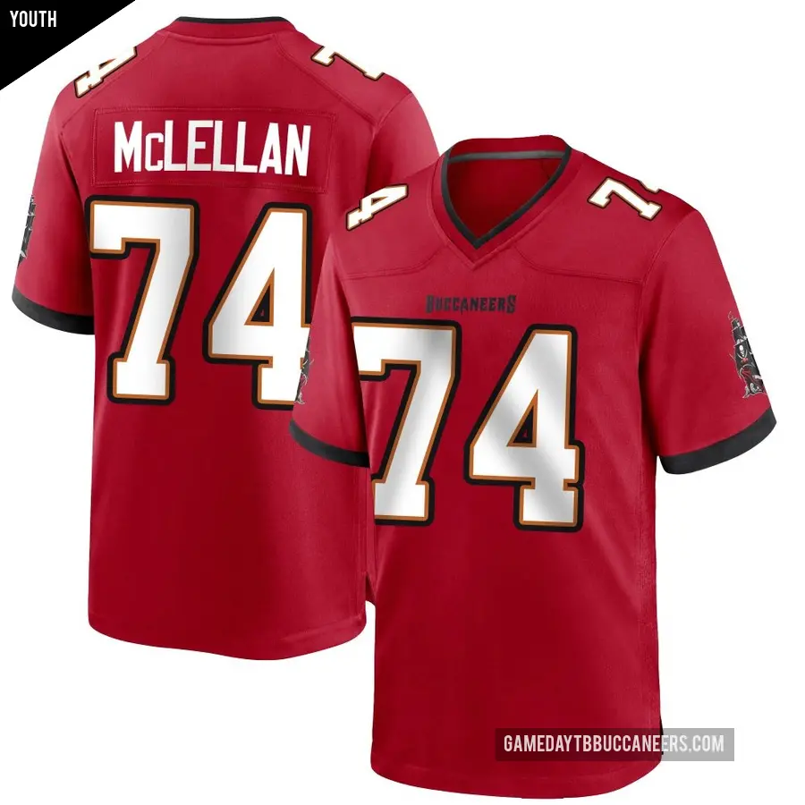 Youth Tampa Bay Buccaneers ＃74 Tyler McLellan Red Game Team Color Jersey