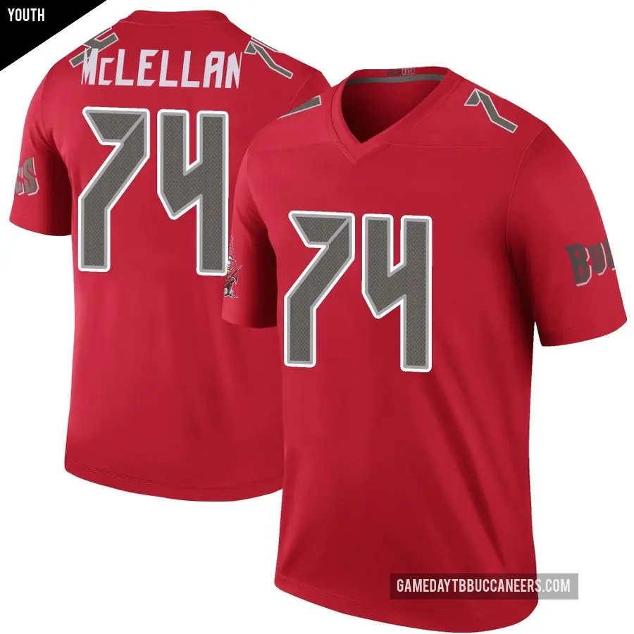 Youth Tampa Bay Buccaneers ＃74 Tyler McLellan Red Legend Color Rush Jersey