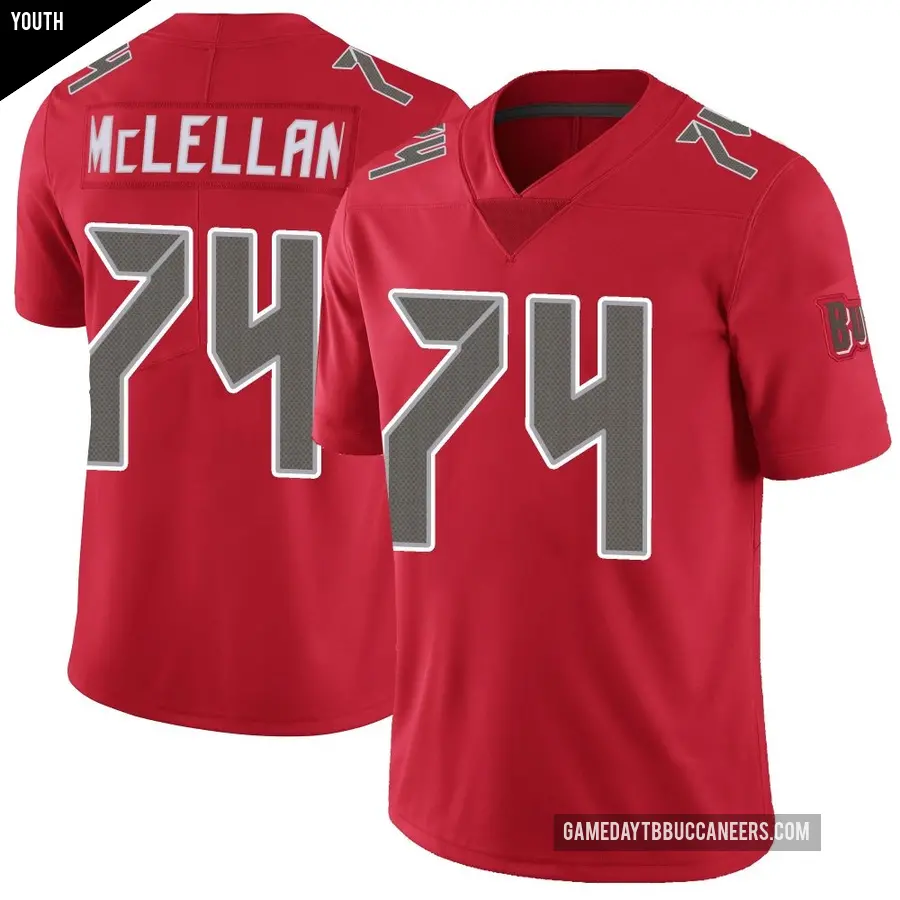 Youth Tampa Bay Buccaneers ＃74 Tyler McLellan Red Limited Color Rush Jersey