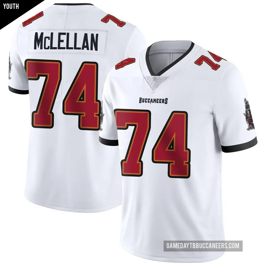 Youth Tampa Bay Buccaneers ＃74 Tyler McLellan White Limited Vapor Untouchable Jersey