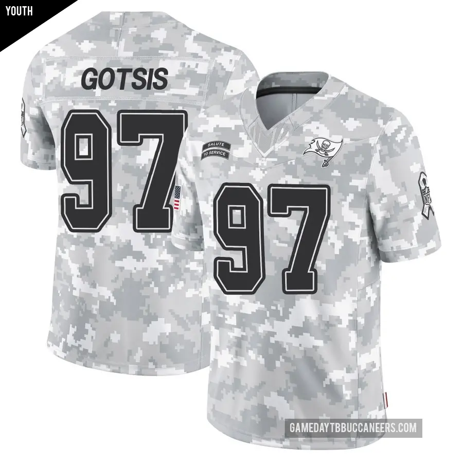 Youth Tampa Bay Buccaneers ＃97 Adam Gotsis Arctic Camo Limited 2024 Salute to Service Jersey