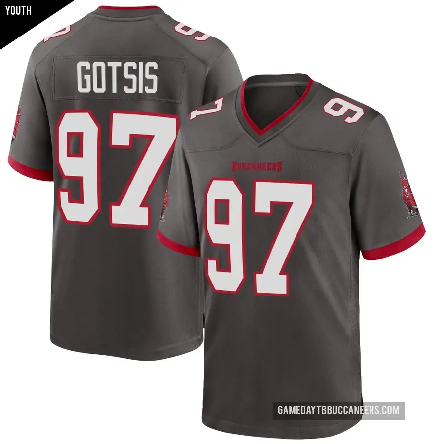 Youth Tampa Bay Buccaneers ＃97 Adam Gotsis Game Pewter Alternate Jersey