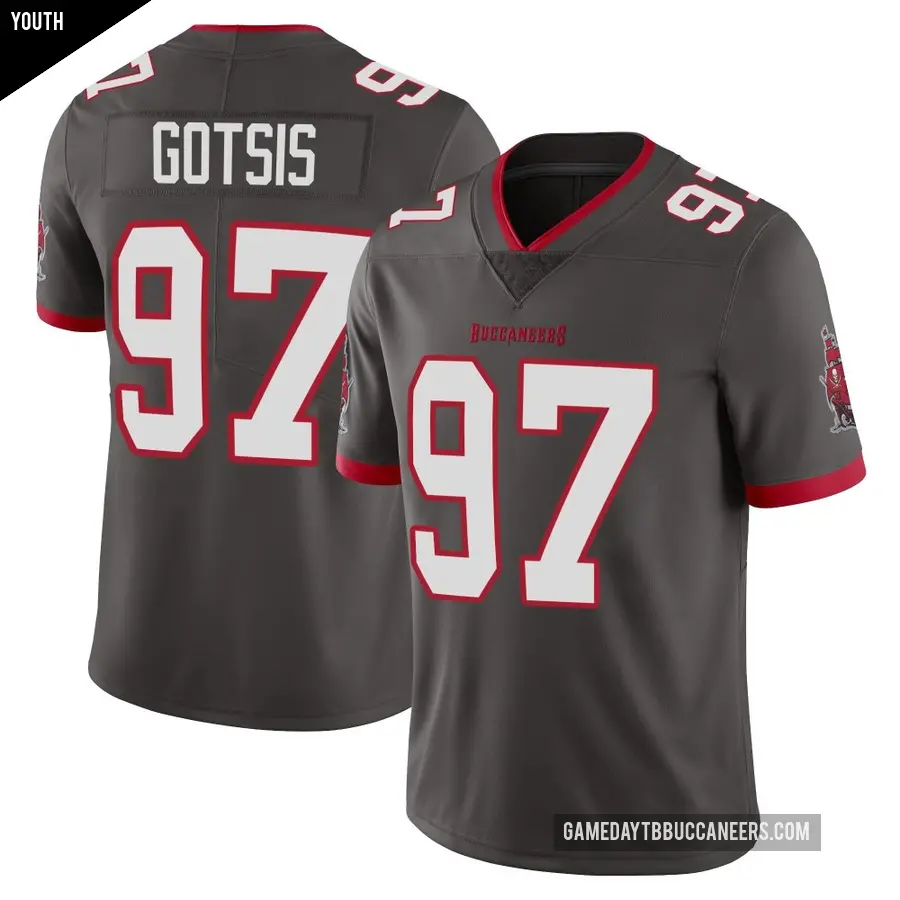 Youth Tampa Bay Buccaneers ＃97 Adam Gotsis Limited Pewter Alternate Vapor Jersey
