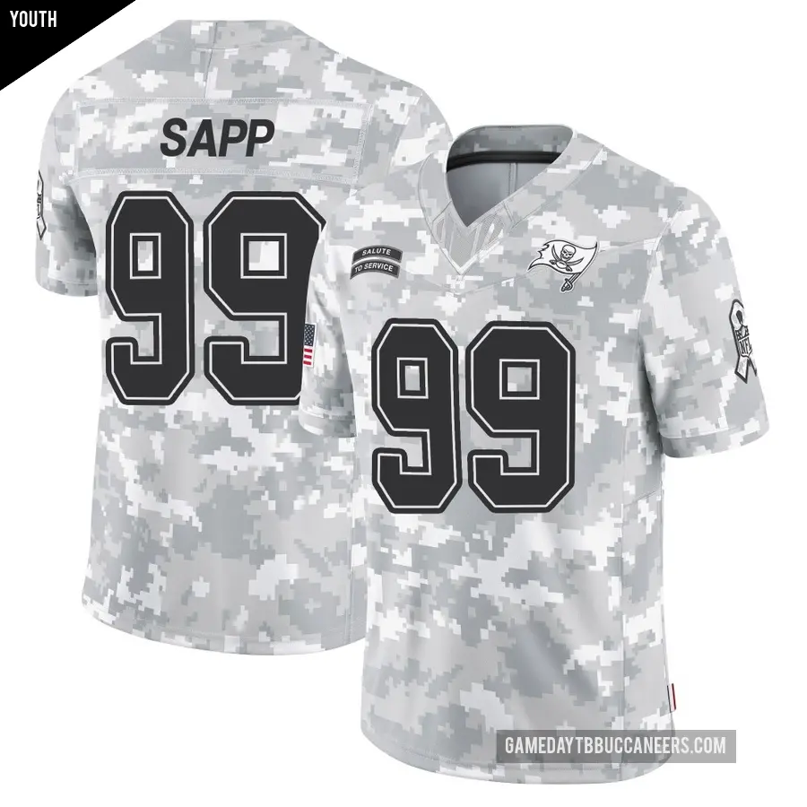 Youth Tampa Bay Buccaneers ＃99 Warren Sapp Arctic Camo Limited 2024 Salute to Service Jersey