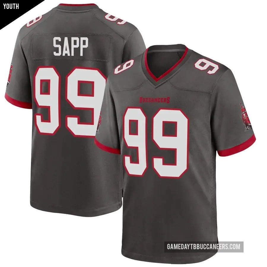 Youth Tampa Bay Buccaneers ＃99 Warren Sapp Game Pewter Alternate Jersey