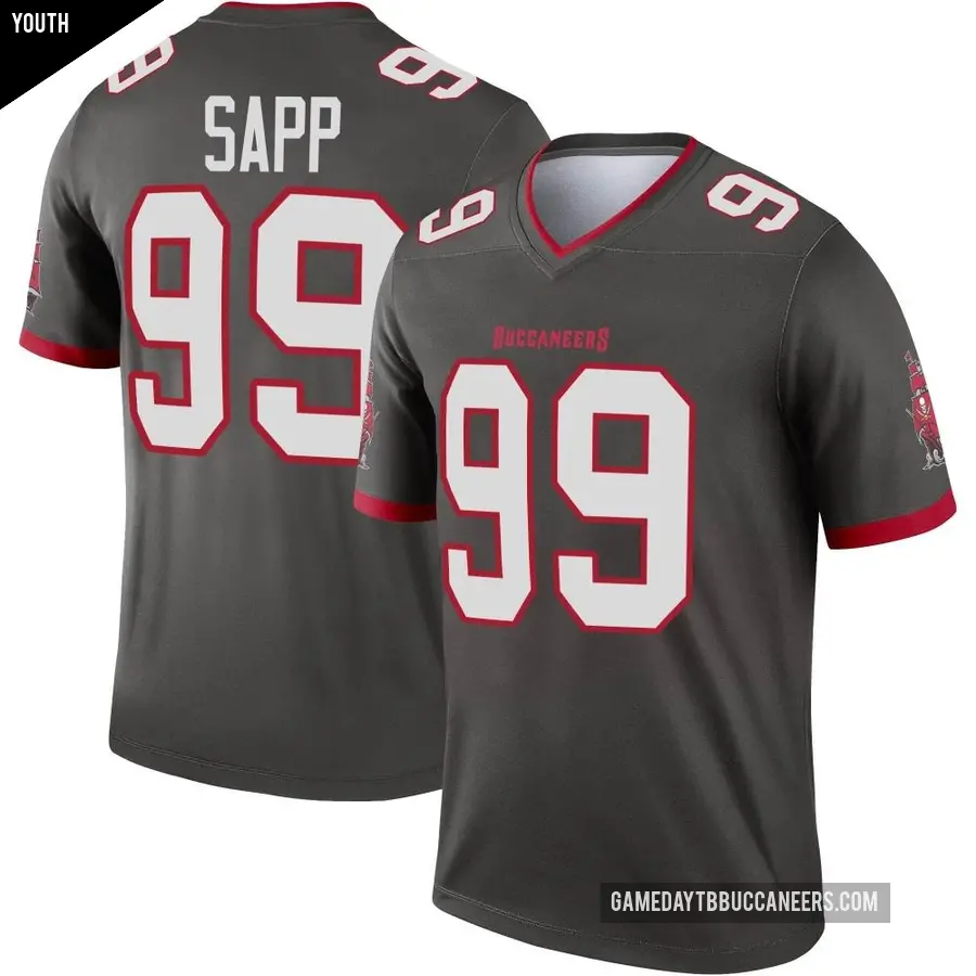 Youth Tampa Bay Buccaneers ＃99 Warren Sapp Legend Pewter Alternate Jersey